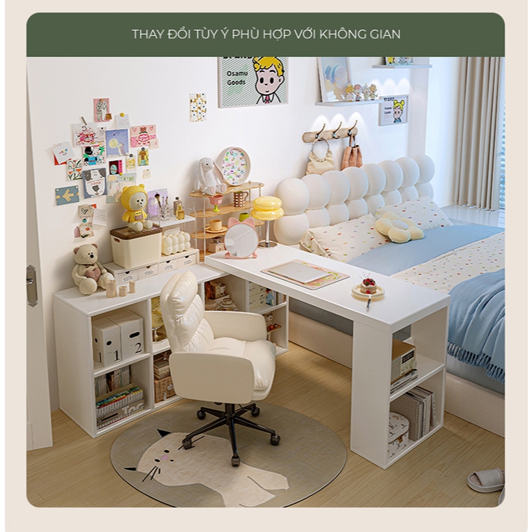 Ảnh Bàn làm việc kèm giá sách, bàn làm việc chữ L gỗ MDF phủ melamin thương hiệu IGA - GP368 2
