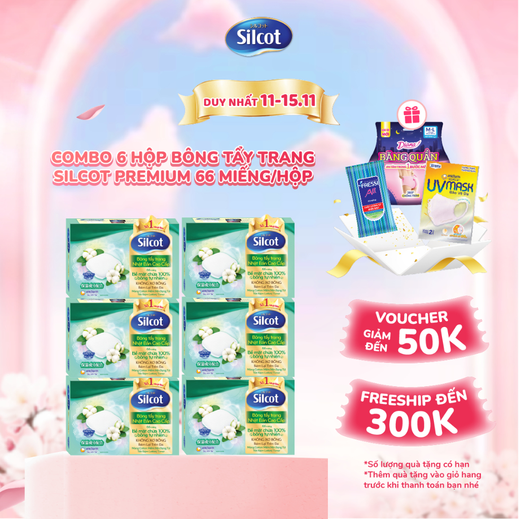 Combo 6 Hộp Bông Tẩy Trang Silcot Premium 66 Miếng/Hộp | Shopee Việt Nam