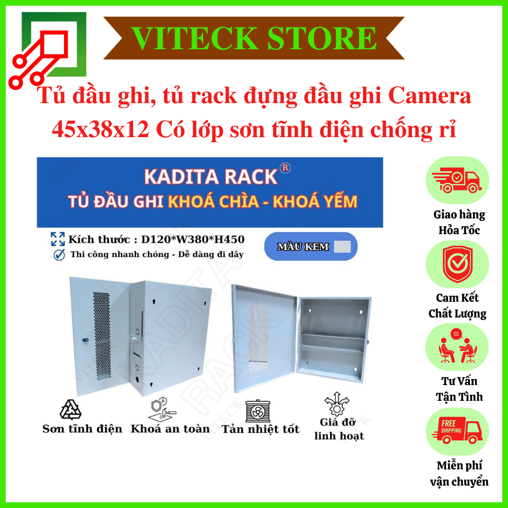 Tủ đầu ghi, tủ điện, tủ rack đựng đầu ghi Camera 45x38x12 có khóa bảo ...