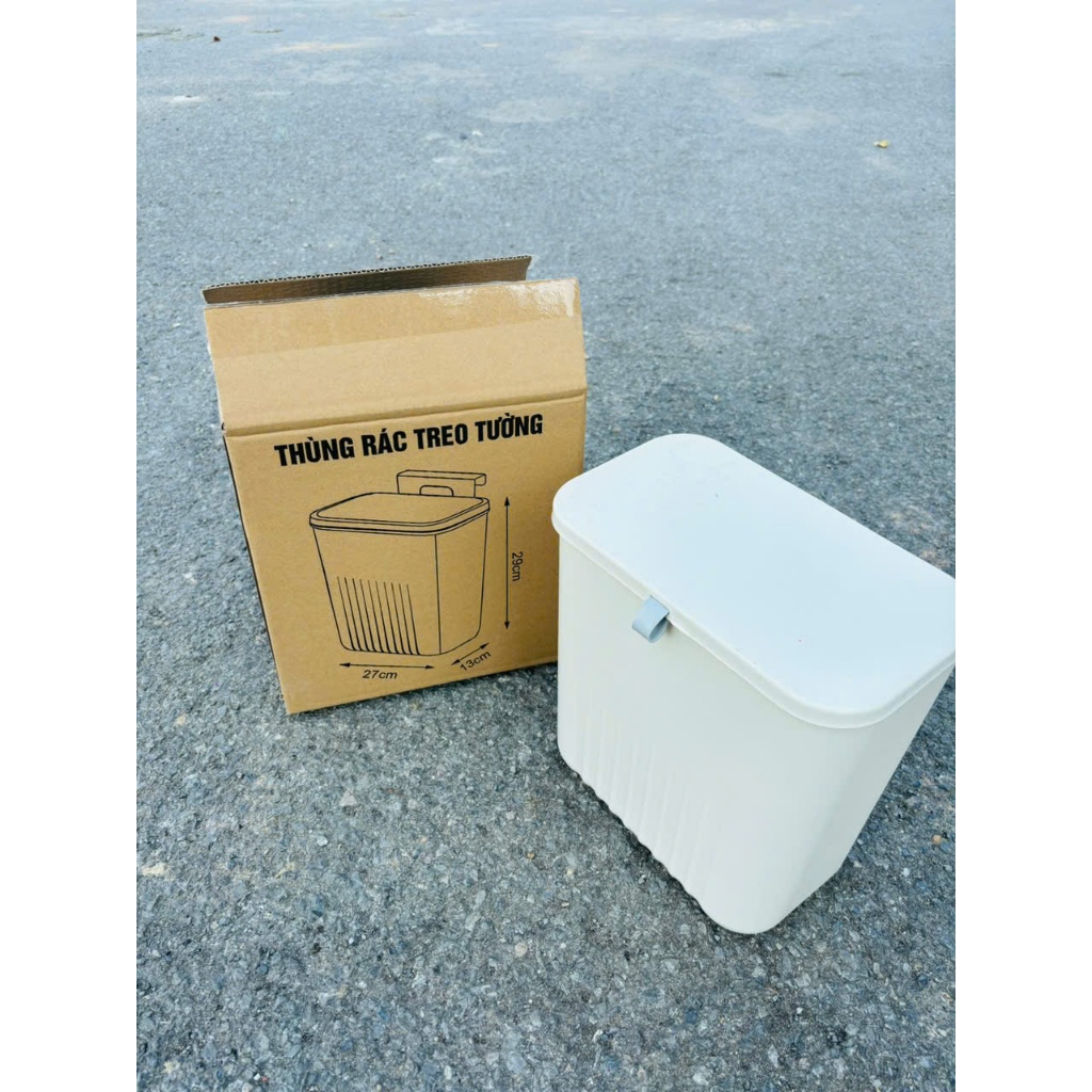 Thùng Rác Treo Tủ Bếp, Treo Nhà Vệ Thiết Kế Nắp Lật Thông Minh (giao màu ngẫu nhiên) AMIZIN