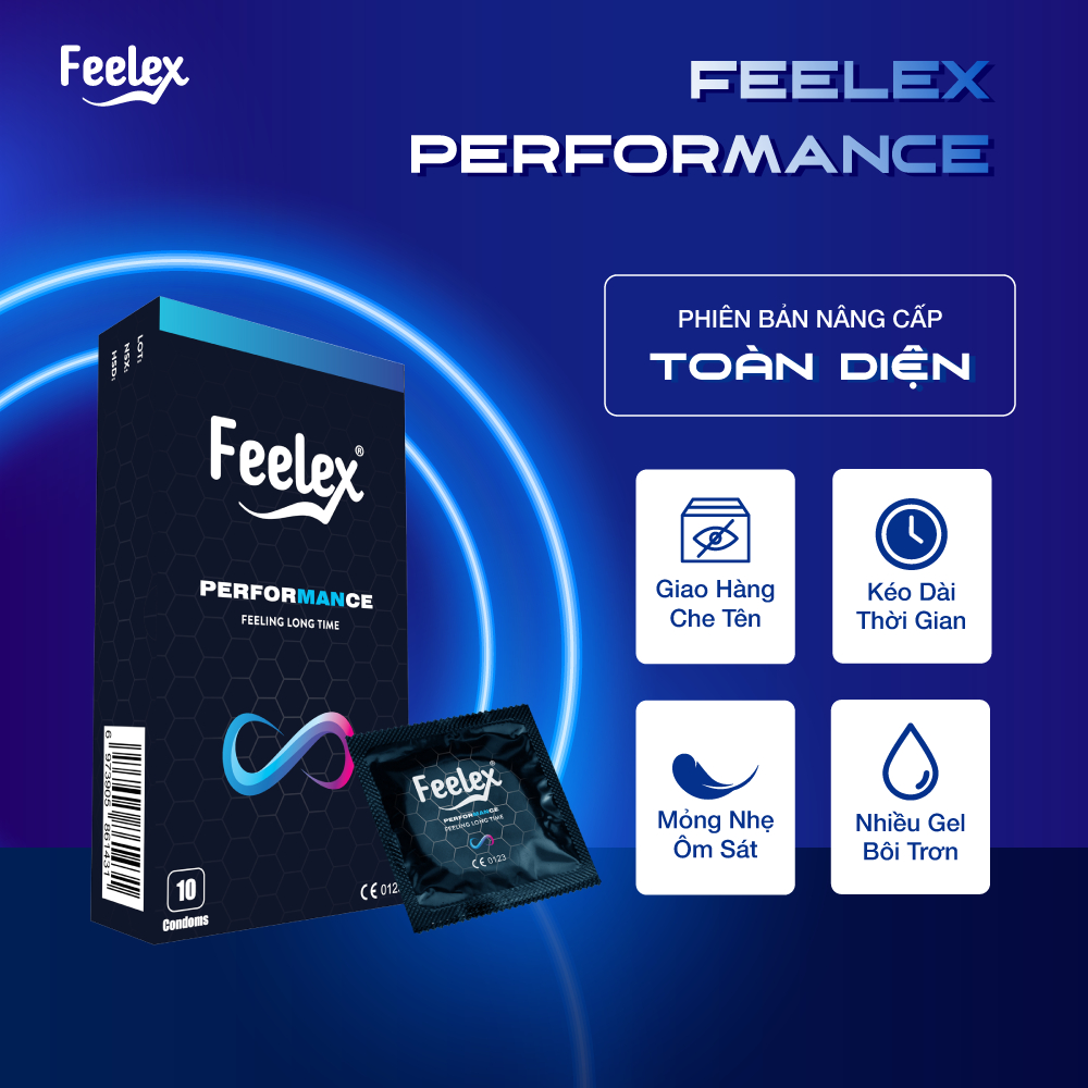 Bao cao su Feelex Performance kéo dài thời gian, siêu mỏng, nhiều gel ...