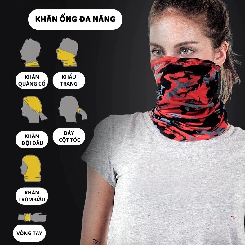 Khăn ống đa năng cao cấp, chống nắng, tiu UV, cực tím, khăn đi phượt, chống bụi, gió, vải mềm dày dặn - M04