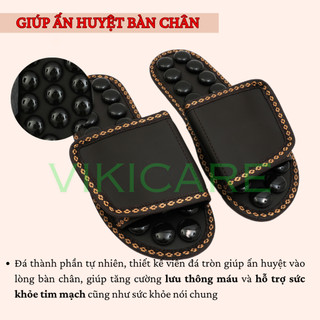 Dép Massage Khảm Đá Ấn Huyệt Bàn Chân, Dép Đá Tourmaline