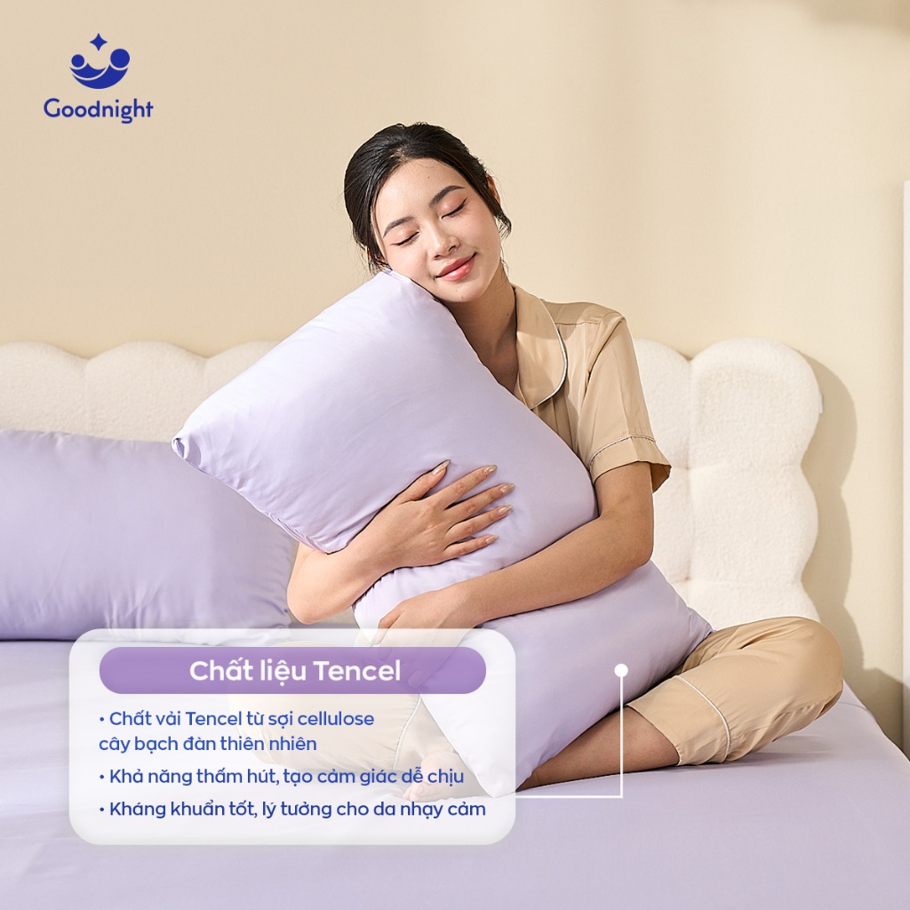 Ảnh Vỏ Gối Goodnight Airsilk Tencel Lụa Cao Cấp 5 màu pastel - Goodnight Bedding (1 chiếc) 1