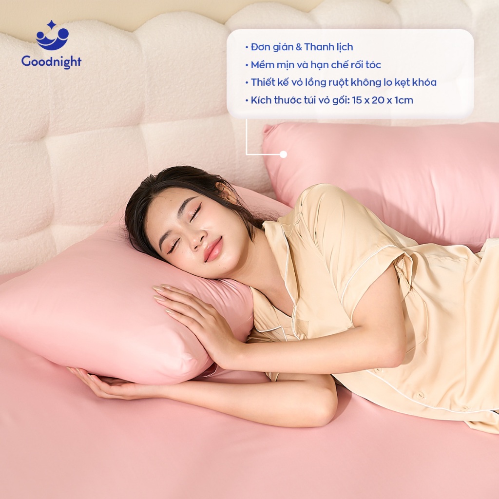 Ảnh Vỏ Gối Goodnight Airsilk Tencel Lụa Cao Cấp 5 màu pastel - Goodnight Bedding (1 chiếc) 2