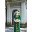 Áo Dài Lụa Thêu Cao Cấp Tinh Tế, Áo Dài Cho Mẹ H9 Xanh Rêu Cao Giãn Nhẹ, Thấm Hút Tốt - Áo Dài Thêu Hoa Tỉ Mỉ