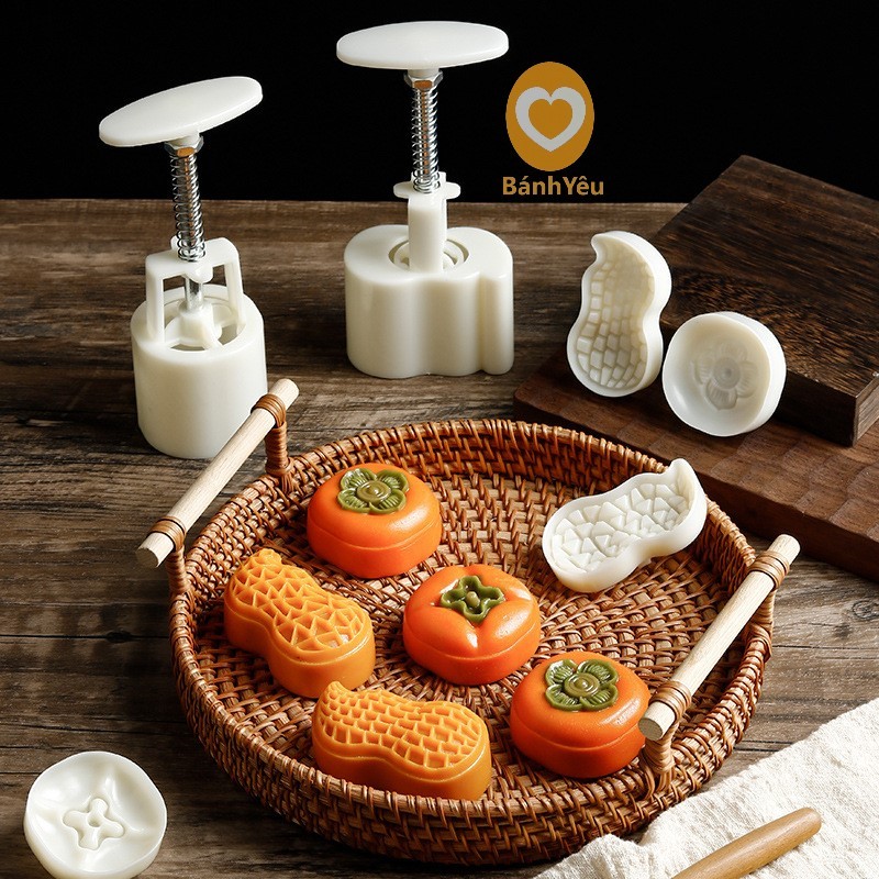 Khuôn bánh trung thu lò xo 50g 1 mặt Đậu phộng - KH241
