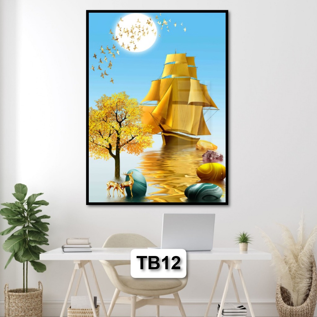Tranh Gỗ Tráng Gương Thuận Buồm Xuôi Gió Phong Thủy Mang Lại Nhiều May Mắn Trong Công Việc Treo Tường Decor Phòng Khách