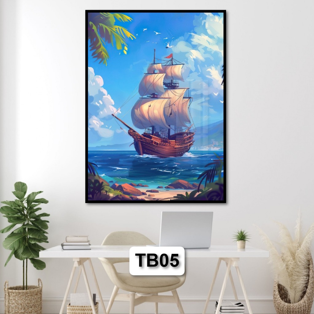 Tranh Gỗ Tráng Gương Thuận Buồm Xuôi Gió Phong Thủy Mang Lại Nhiều May Mắn Trong Công Việc Treo Tường Decor Phòng Khách