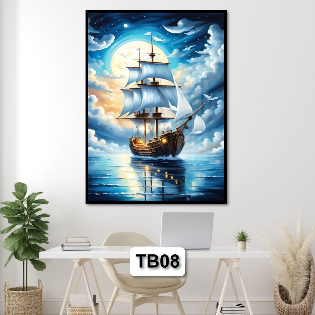 Tranh Gỗ Tráng Gương Thuận Buồm Xuôi Gió Phong Thủy Mang Lại Nhiều May Mắn Trong Công Việc Treo Tường Decor Phòng Khách
