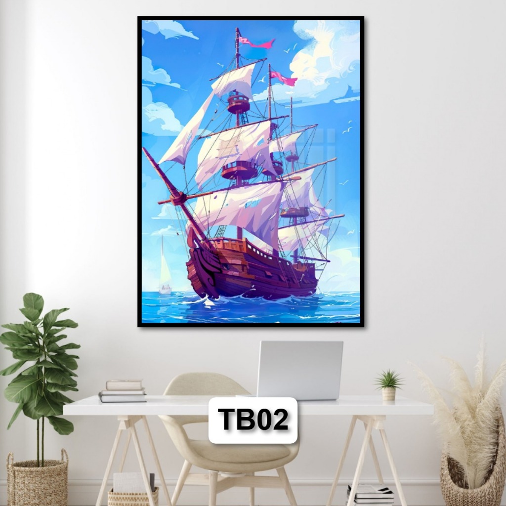 Tranh Gỗ Tráng Gương Thuận Buồm Xuôi Gió Phong Thủy Mang Lại Nhiều May Mắn Trong Công Việc Treo Tường Decor Phòng Khách
