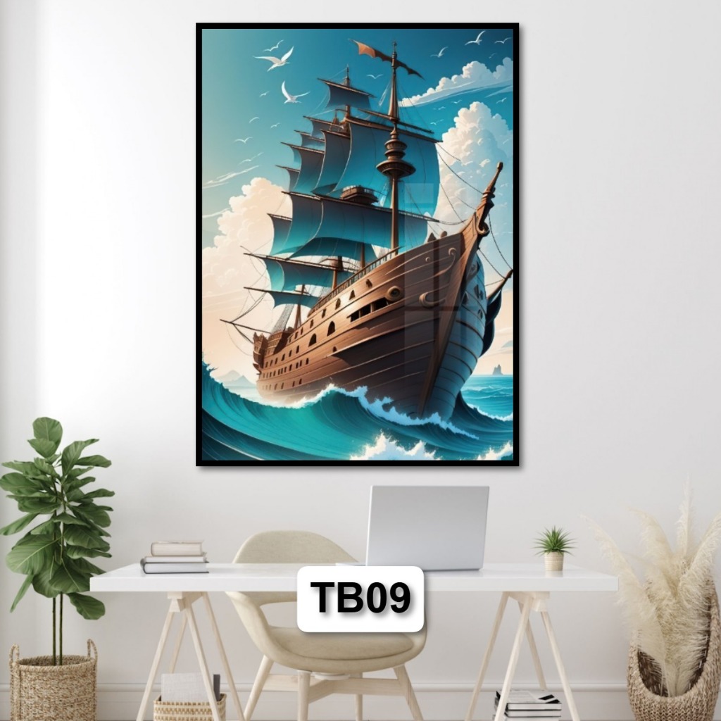 Tranh Gỗ Tráng Gương Thuận Buồm Xuôi Gió Phong Thủy Mang Lại Nhiều May Mắn Trong Công Việc Treo Tường Decor Phòng Khách