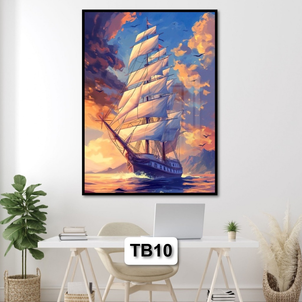 Tranh Gỗ Tráng Gương Thuận Buồm Xuôi Gió Phong Thủy Mang Lại Nhiều May Mắn Trong Công Việc Treo Tường Decor Phòng Khách