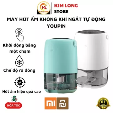 Máy hút ẩm không khí Youpin Máy hút ẩm mini ngắt tự động 1100ml có đèn led 7 màu làm đèn ngủ
