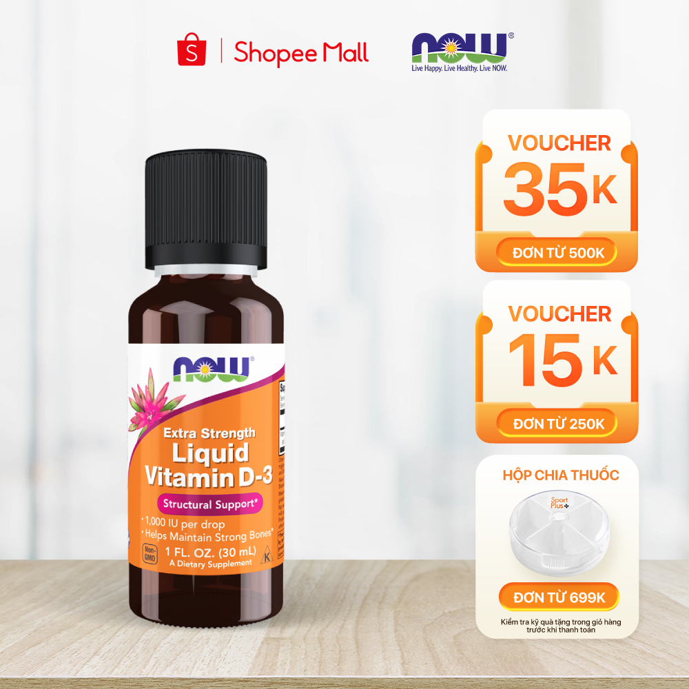 Now Liquid Vitamin D3 dạng lỏng (1000IU/giọt) lọ 30ml, giúp xương răng ...