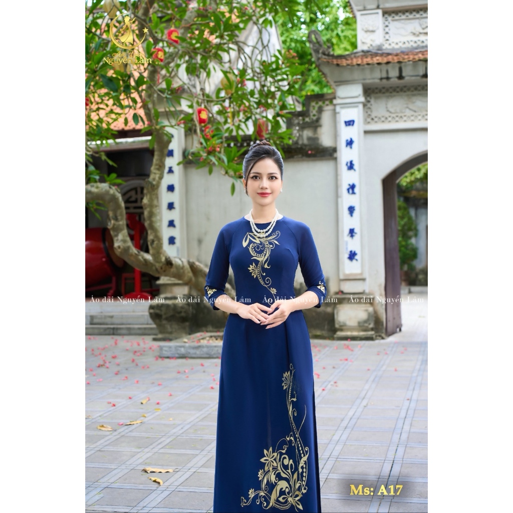[GIẢM 40K] Áo Dài Lụa Thêu Cao Cấp Cho Mẹ, Áo Dài Cho Mẹ Sui A17 Xanh Than Thêu Tỉ Mỉ Co Giãn Nhẹ, Thấm Hút Tốt