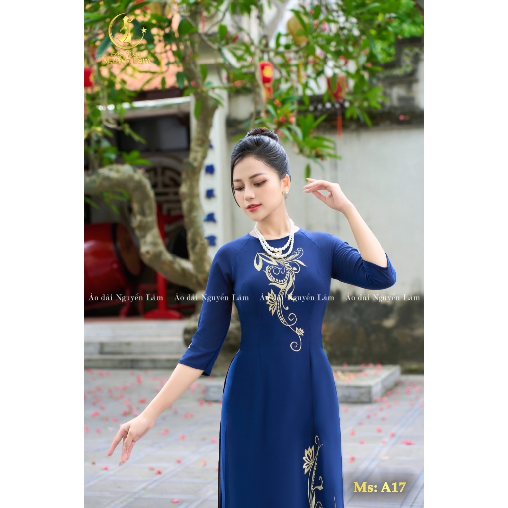 [GIẢM 40K] Áo Dài Lụa Thêu Cao Cấp Cho Mẹ, Áo Dài Cho Mẹ Sui A17 Xanh Than Thêu Tỉ Mỉ Co Giãn Nhẹ, Thấm Hút Tốt