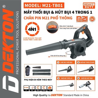 Máy thổi bụi pin Dekton M21-TB01, 6 Tốc Độ chân pin phổ thông Makita