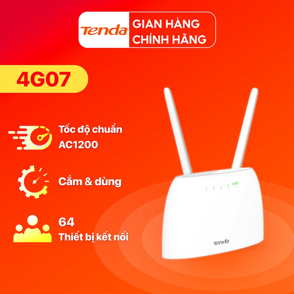 Ảnh Bộ Phát WiFi Tenda 4G07 Chuẩn AC 1200Mpbs Dùng Sim 4G/3G Dùng Cho Ôto Và Nơi Không Có Internet 1
