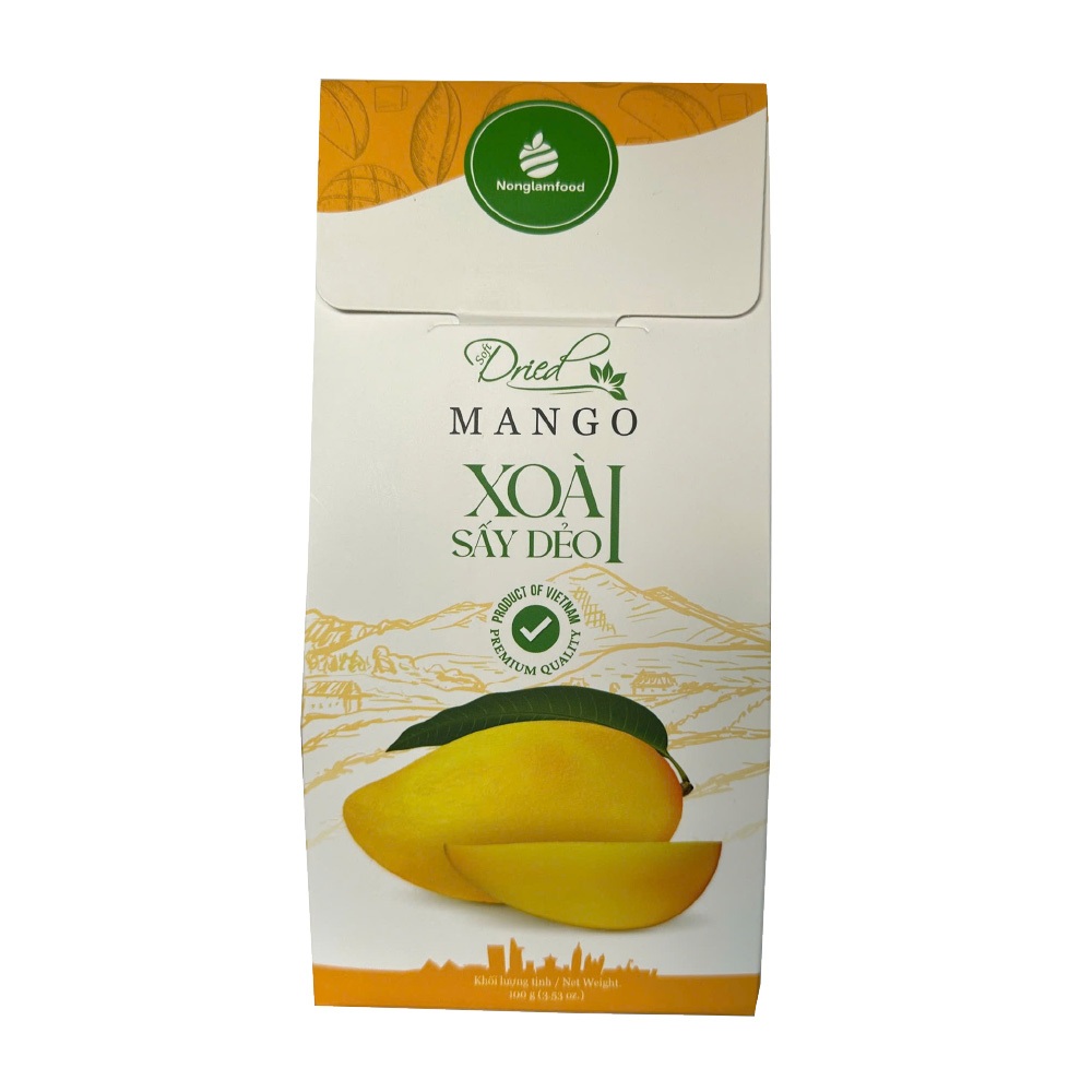 Xoài Sấy Dẻo Nonglamfood hộp 100g, Đồ ăn vặt tốt cho sức khoẻ