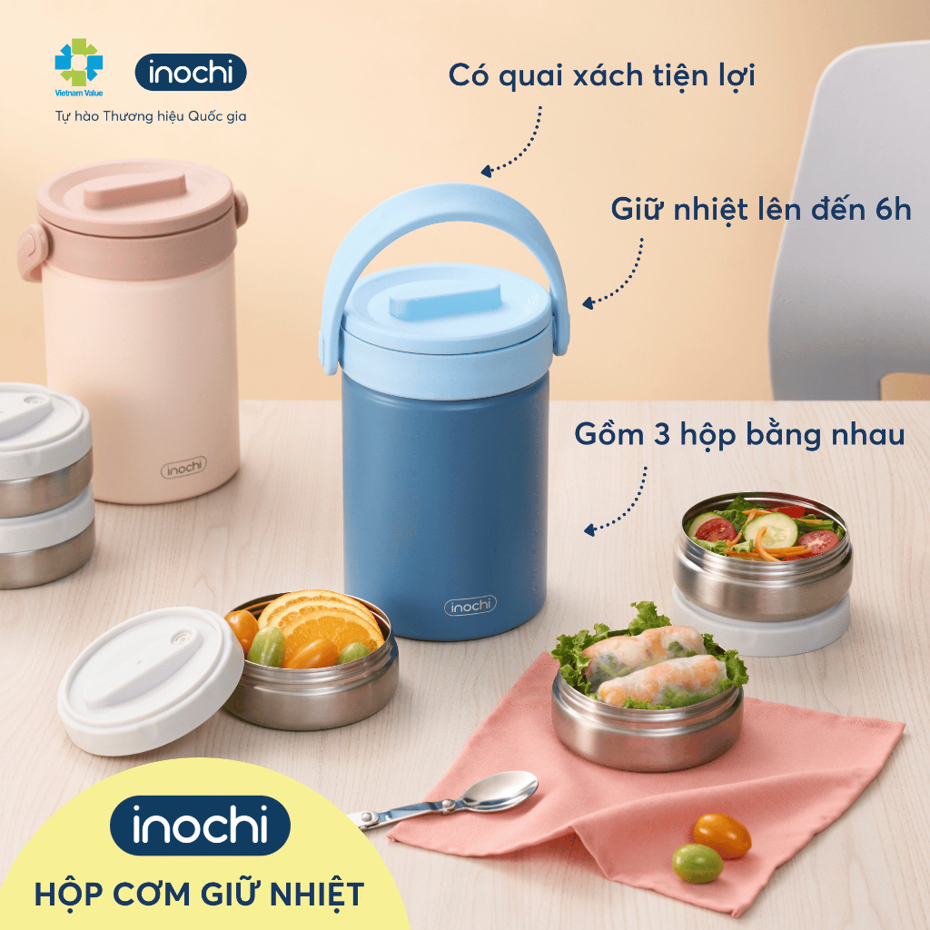 Hộp cơm giữ nhiệt Inochi Fuji – Dung tích lớn, tiện lợi mang theo, inox 304 cao cấp