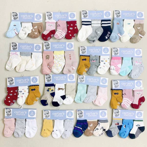 Size 12/24M Set 3 đôi tất Cart xuất xịn cho bé sơ sinh có đế chống trượt