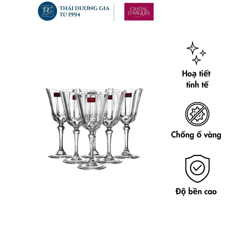 Bộ 6 ly vang pha lê 250ml Pháp Cristal d’Arque: Allure-21710