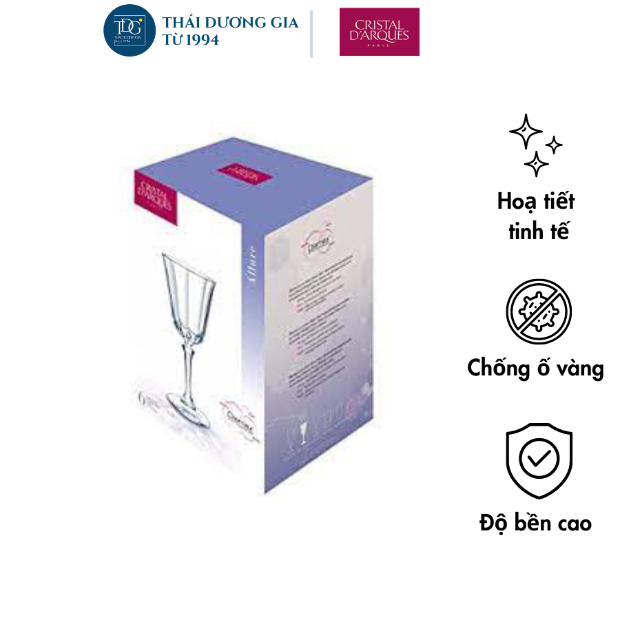 Bộ 6 ly vang pha lê 250ml Pháp Cristal d’Arque: Allure-21710