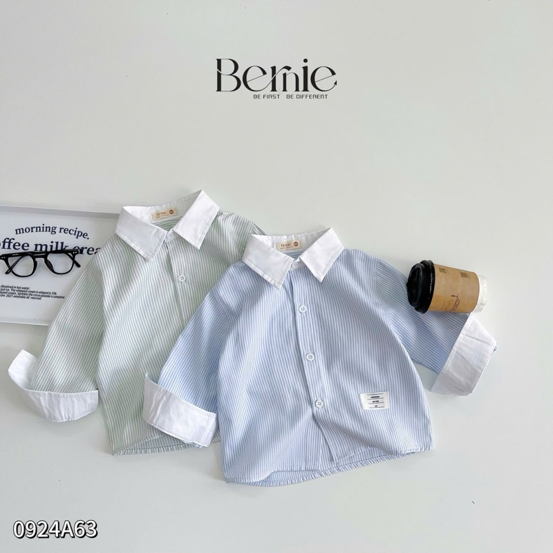 Áo sơ mi dài tay kẻ sọc Bernie phối cổ trắng kiểu dáng basic dễ dàng phối đồ cho bé trai 8-24kg
