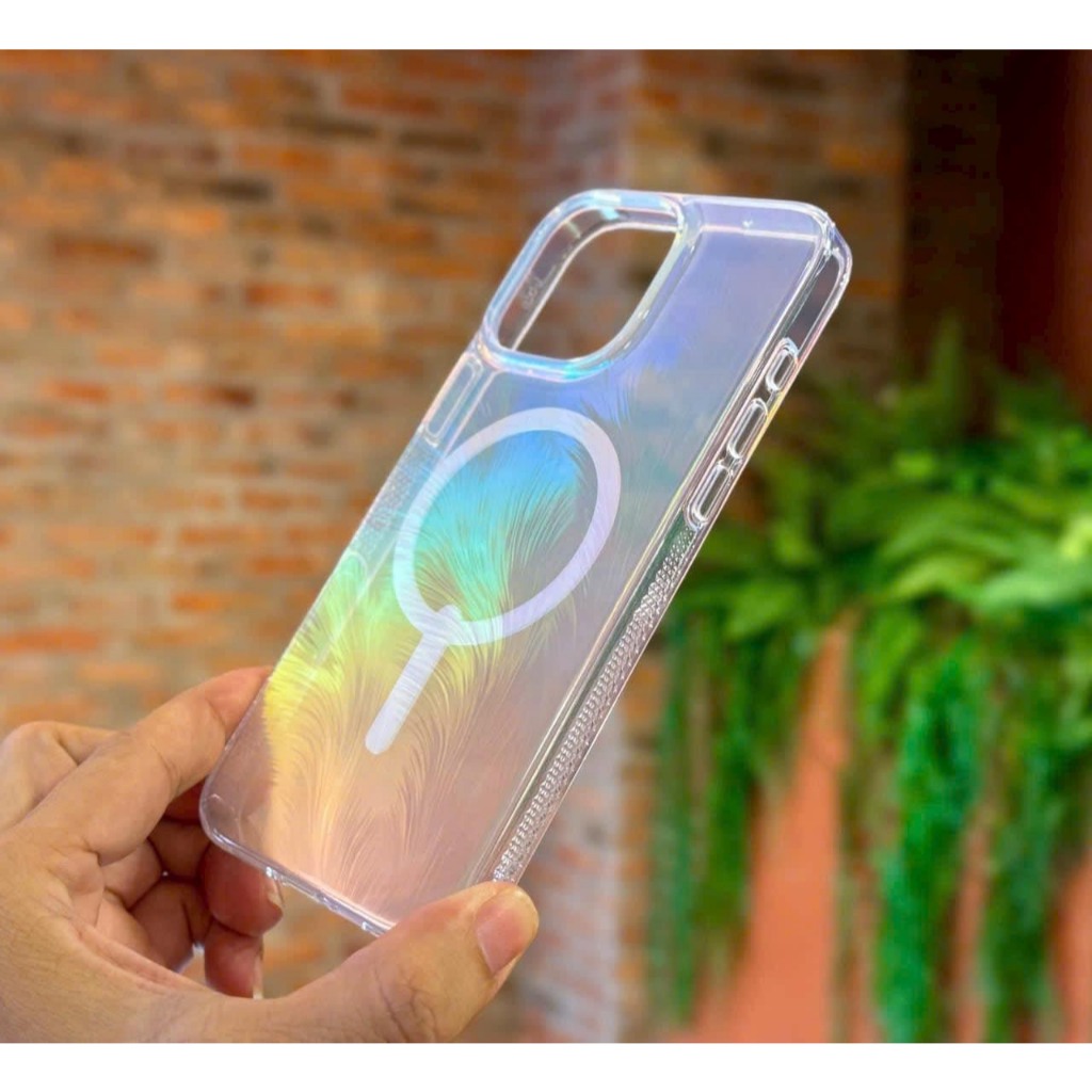 [ iP 17] Ốp Lưng Chống Sốc WIWU MILAN Lông Vũ Tích Hợp Sạc Không Dây cho iP 17/16 Series