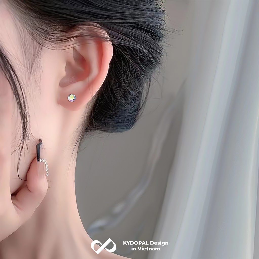 Ảnh Khuyên tai bạc nữ KYDOPAL bông tai nụ đá nhiều size màu sắc cá tính trang sức bạc 925 cao cấp - PAL9B9K9 1