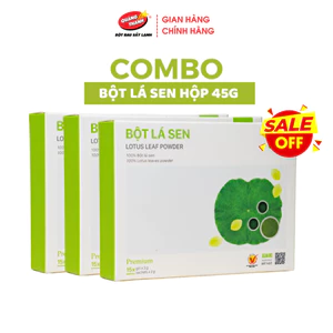 Bột Lá Sen Quảng Thanh Hộp 45g, Sấy Lạnh Nguyên Chất- Ngủ ngon, giảm mỡ máu, mát gan, mờ nám