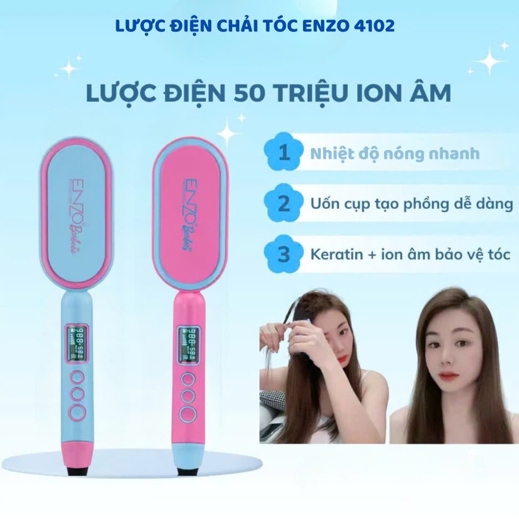 Ảnh Lược điện chải tóc ENZO 4102B thương hiệu ý , sấy tạo kiểu tóc chuẩn salon BH 5 NĂM 2
