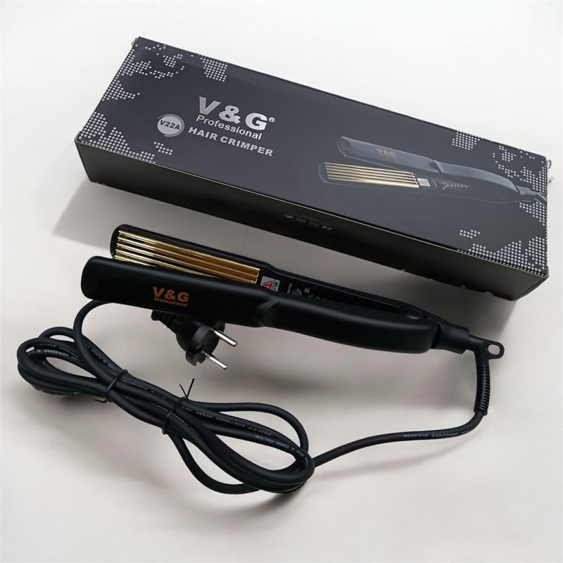 Bộ Đôi Máy Duỗi + Máy Bấm Tóc V&G – Lưỡi Titan Vàng – Chỉnh Nhiệt 160–220°C – Dùng Cho Salon & Tại Nhà