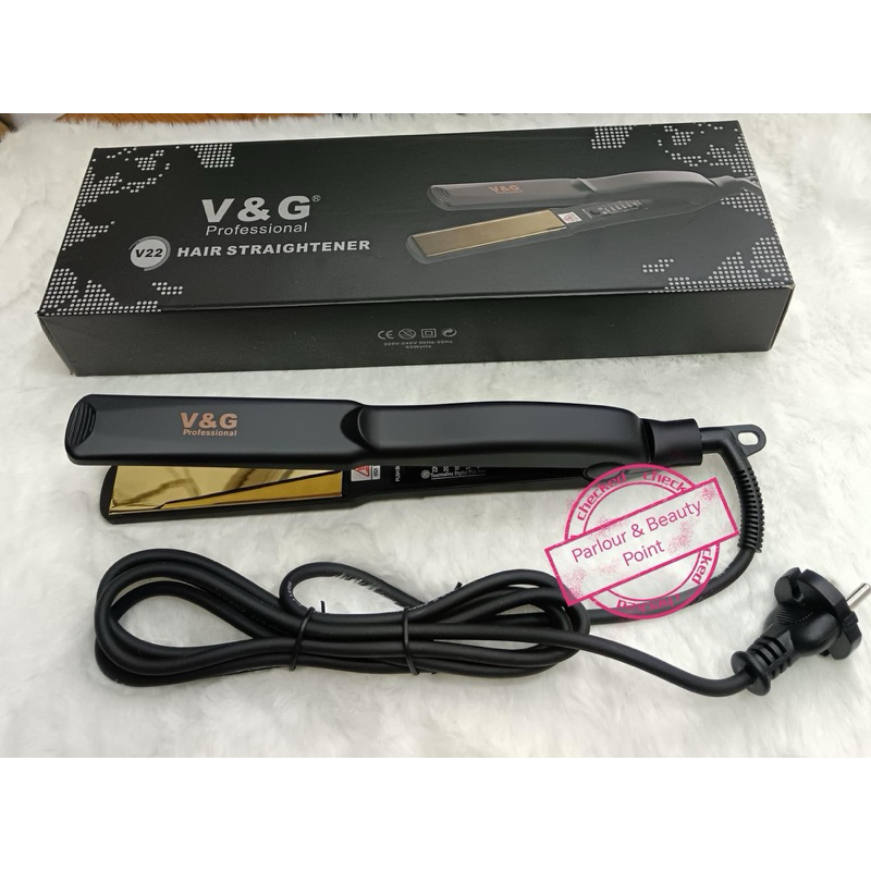 Bộ Đôi Máy Duỗi + Máy Bấm Tóc V&G – Lưỡi Titan Vàng – Chỉnh Nhiệt 160–220°C – Dùng Cho Salon & Tại Nhà