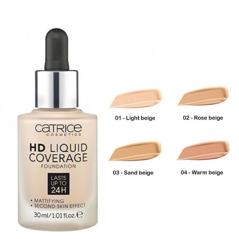 Kem nền dạng lỏng Catrice HD Liquid Coverage tạo lớp che phủ tự nhiên lên tới 24h.