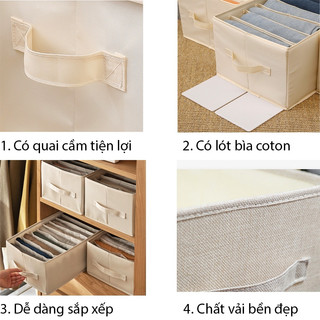 Hộp đựng quần áo chia ngăn vải oxford gấp gọn tiện lợi, chất liệu bền đẹp đựng đồ lót, sắp xếp tủ quần áo gọn gàng