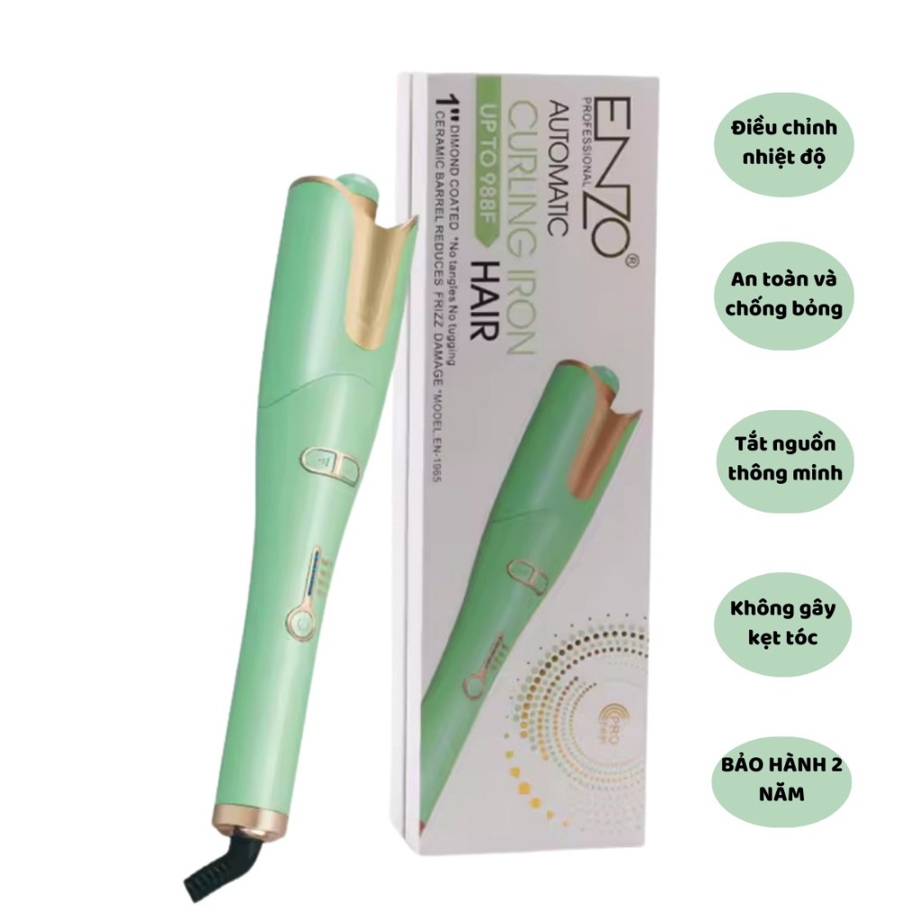 Ảnh Máy uốn tóc xoăn ENZO 1965 thương hiệu ITALIA,tự động 2 trong 1 chống bỏng cao cấp,BH 5 NĂM 2