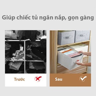 Hộp xếp quần áo chia ngăn vải Oxford bền đẹp, gấp gọn, có nắp tiện lợi, đựng quần áo, đồ lót sắp xếp tủ gọn gàng