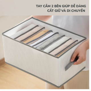 Hộp xếp quần áo chia ngăn vải Oxford bền đẹp, gấp gọn, có nắp tiện lợi, đựng quần áo, đồ lót sắp xếp tủ gọn gàng