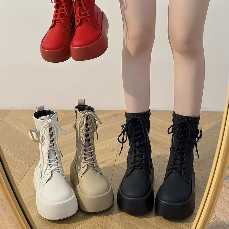 [SẴN ĐEN 38] Giày cao cổ nữ boot cao cổ đế bằng mã B01 (ảnh thật ở cuối ...