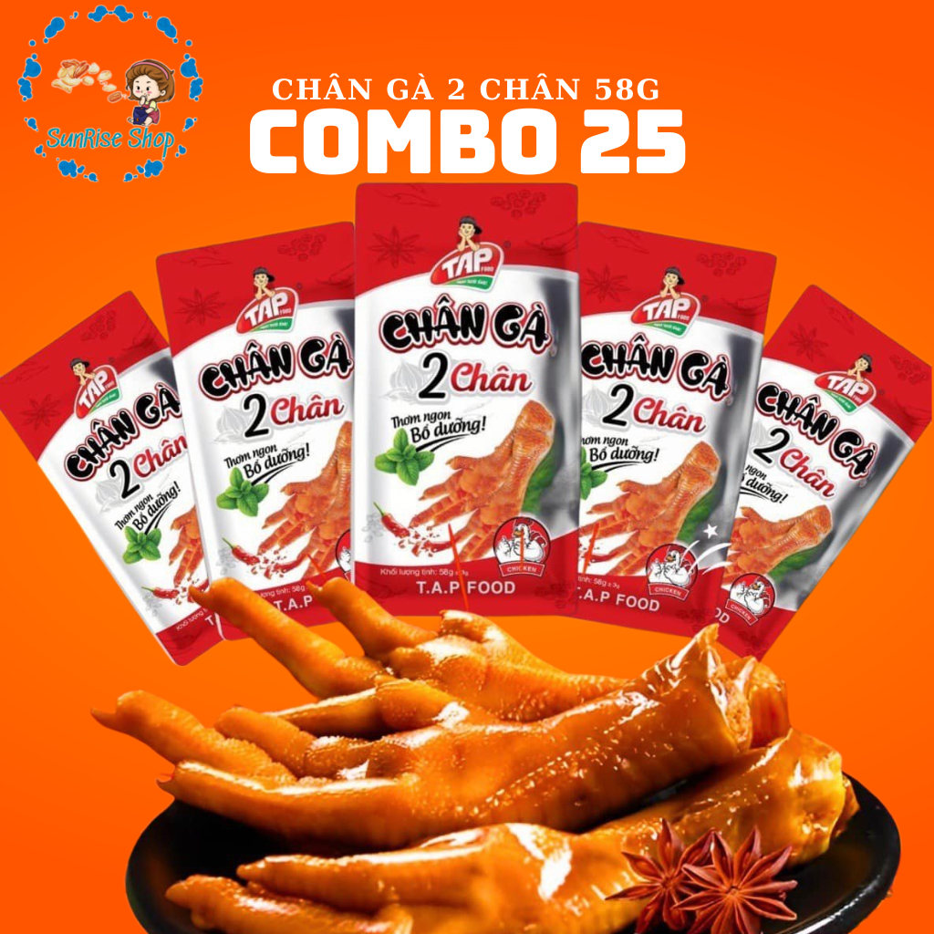 Combo 25 gói chân gà 2 chân cay 58g Tap food giòn ngon đậm vị, ăn vặt ...