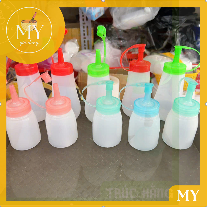 Set 10 bình đựng nước sốt bằng nhựa - Chai, lọ,bình bằng nhựa đủ màu dung tích(150ml, 250ml) dùng đựng sốt, tương ớt,..
