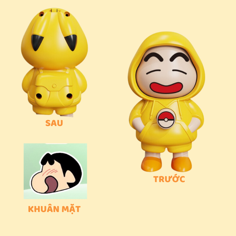 Móc Khóa Shin Đổi Mặt, Crayon Shin Chan Móc Khóa Có Nút Bấm Đổi Mặt 3Chế Độ Chuyển Đổi Khuân Mặt Vui Nhộn Xả Stress