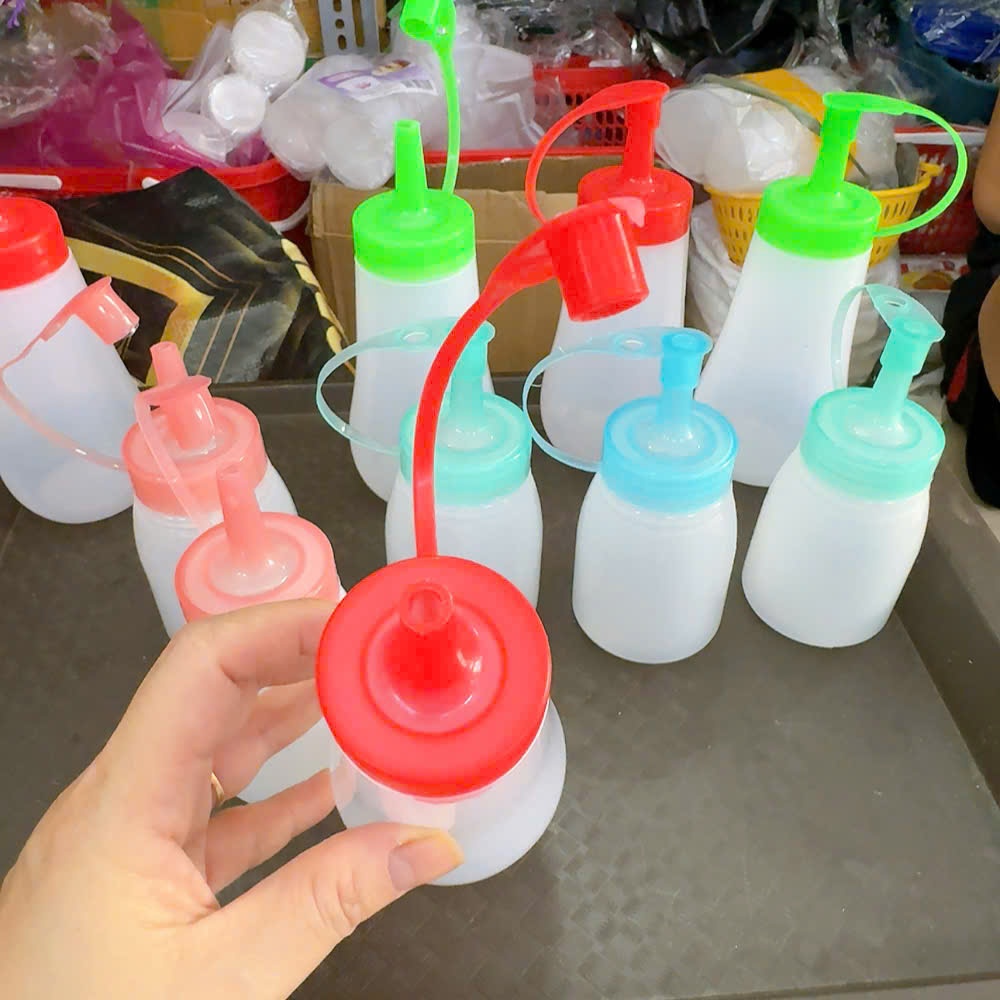 Set 10 bình đựng nước sốt bằng nhựa - Chai, lọ,bình bằng nhựa đủ màu dung tích(150ml, 250ml) dùng đựng sốt, tương ớt,..