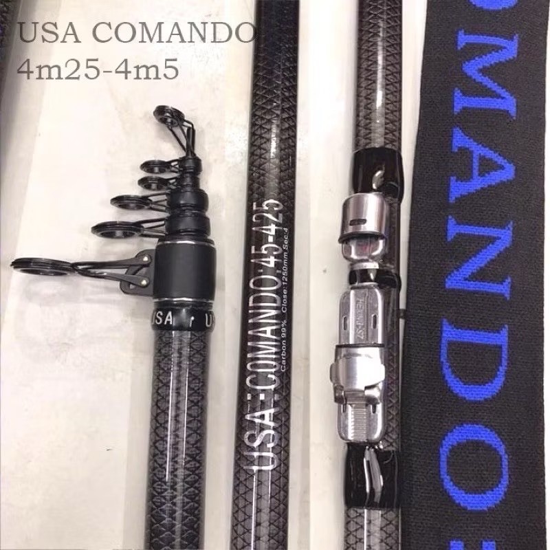 Cần câu lục xa bờ Comando USA 4m25 và 4m5 - Carbon 99% cần tải cá 20kg y hình chất lượng tuyệt đối tốttzz
