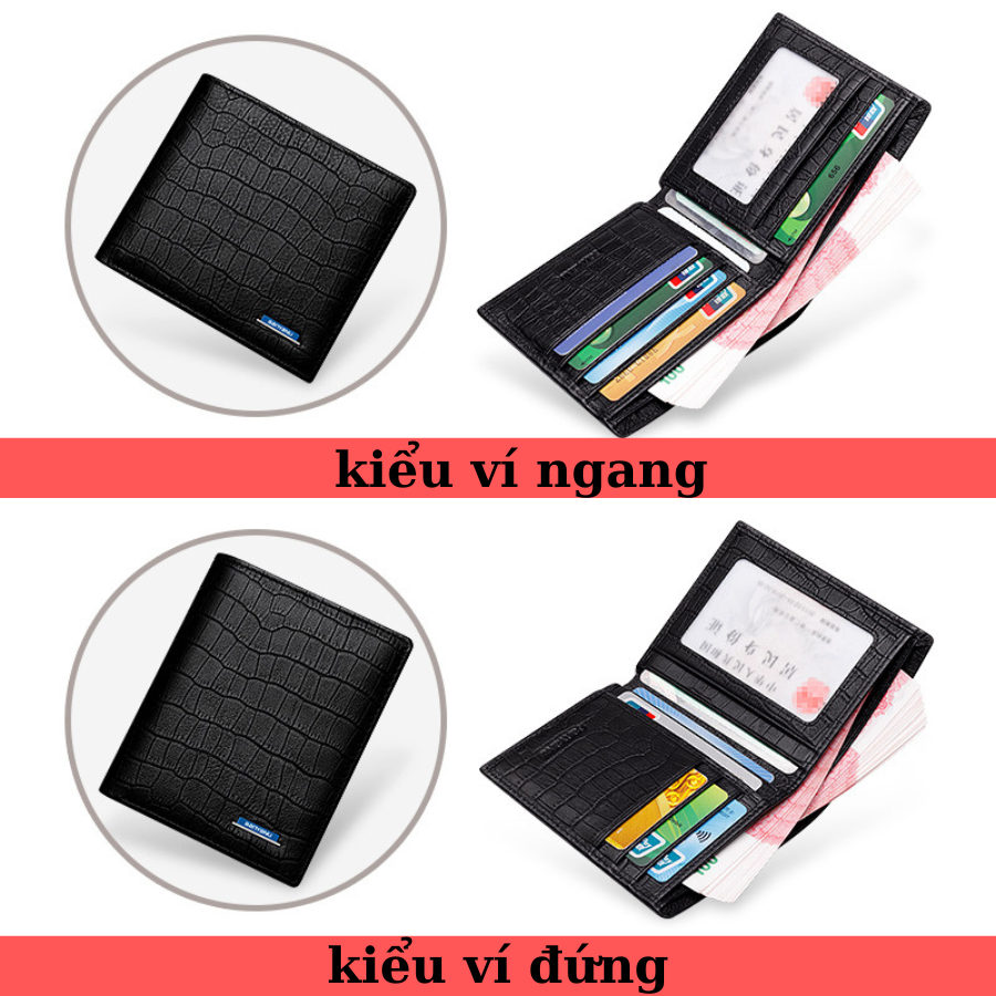Ví đứng nam da bò ví ngang nam nhiều ngăn bóp nam da thật chính hãng BANYANU BCV-FV05  có hộp làm quà tặng sang trọng