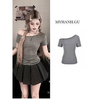 Áo thun ôm lệch vai 1 bên tay ngắn basic đơn giản dễ mặc ( 0A15) -MYHANH.GU