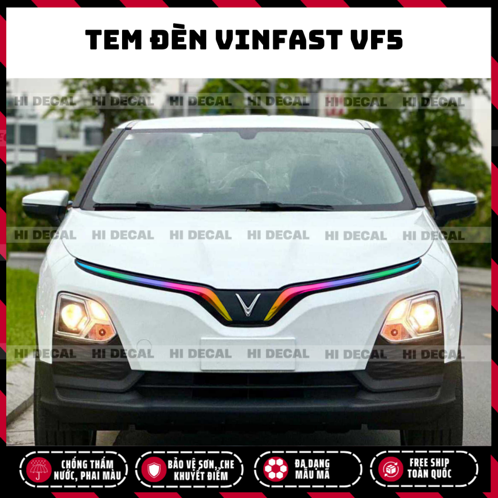 Tem dán thanh crom VF5, decal vf5, decal trang trí xe, bền màu, chống nước