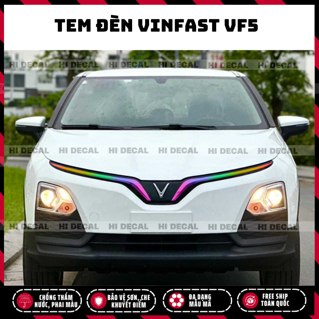 Tem dán thanh crom VF5, decal vf5, decal trang trí xe, bền màu, chống nước